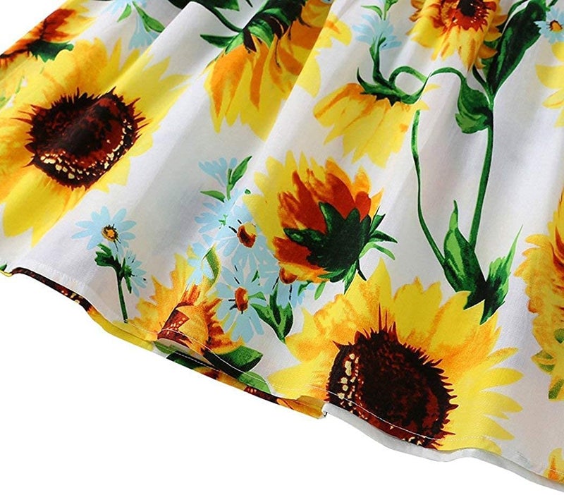 CM-Kid Toddler Girls Summer Dresess Kid Floral Sleeveless Sunflower Sundress Girl Clothes 3-4 Years - Image 4